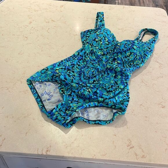 Maxine of Hollywood cinch slimming waist swimsuit floral SZ 10 - Picture 1 of 8
